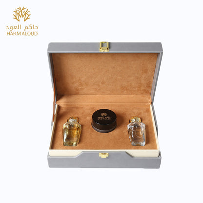 صندوق إهداء مكسى بالجلد - يستوعب عطرين و بخور
